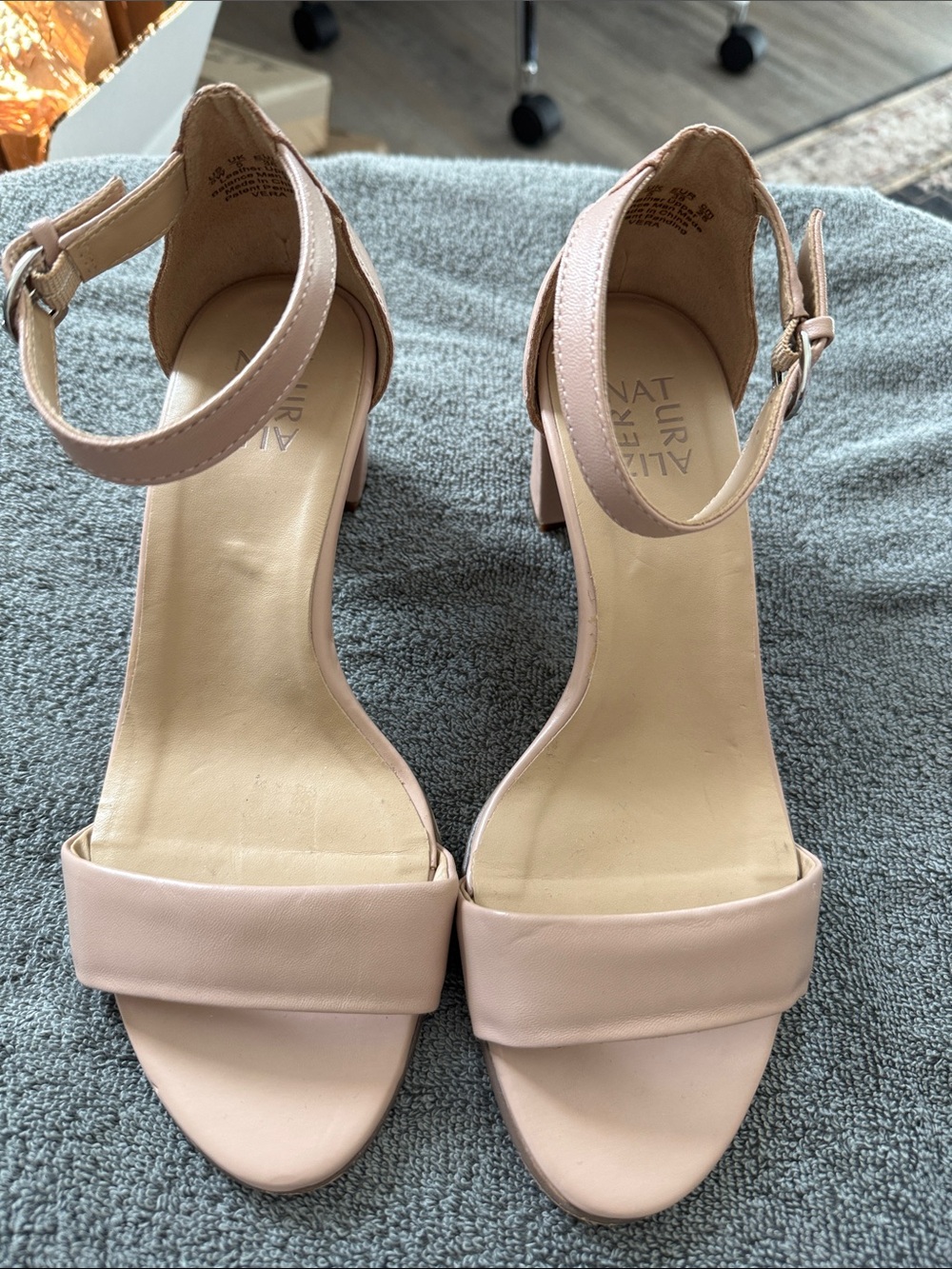 Naturalizer Women's Ankle Strap Block Heels in Blush